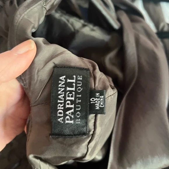 Papell Boutique Brown Satin Embroidered Midi Dress - Picture 3 of 3